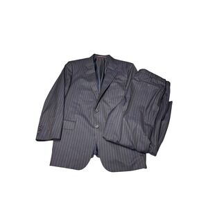 Hickey Freeman x Loro Piana Pinstripe Suit Navy Wool‎ Mens 44R W36 L27 USA